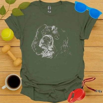 King Charles Spaniel Monochrome Portrait Tee