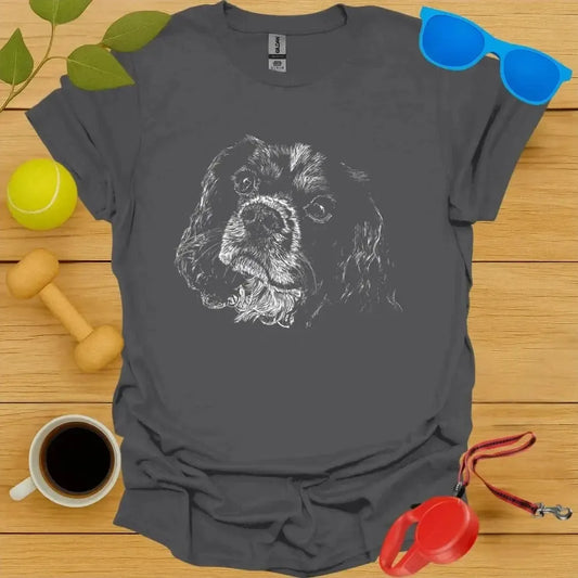 King Charles Spaniel Monochrome Portrait Tee