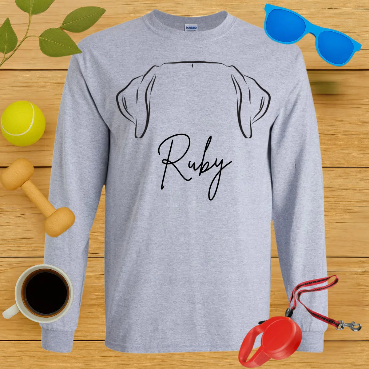 Personalized Dog Breed Ear & Name Long Sleeve Tee-Critter Lane