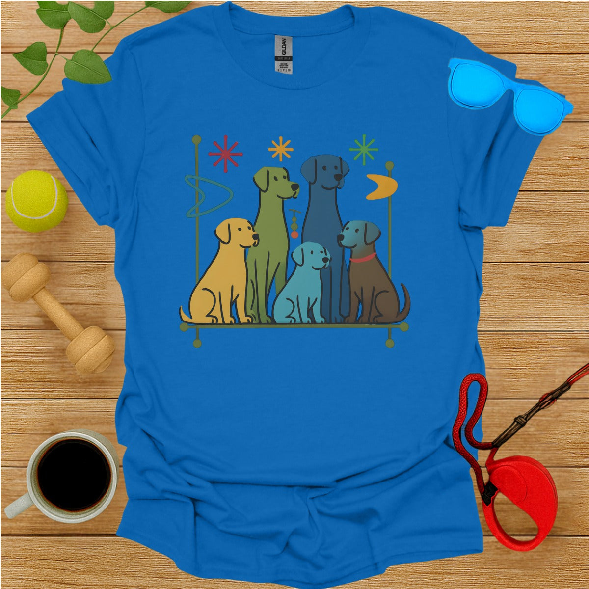 Colorful Dogs Illustration Graphic Tee