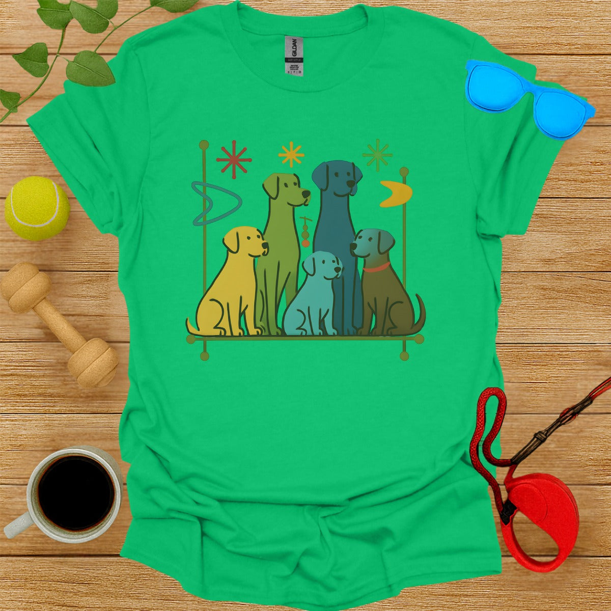 Colorful Dog Family Graphic T-Shirt for Pet Lovers