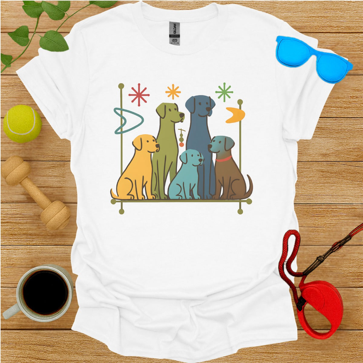 Colorful Cute Dog Graphic Design T-Shirt