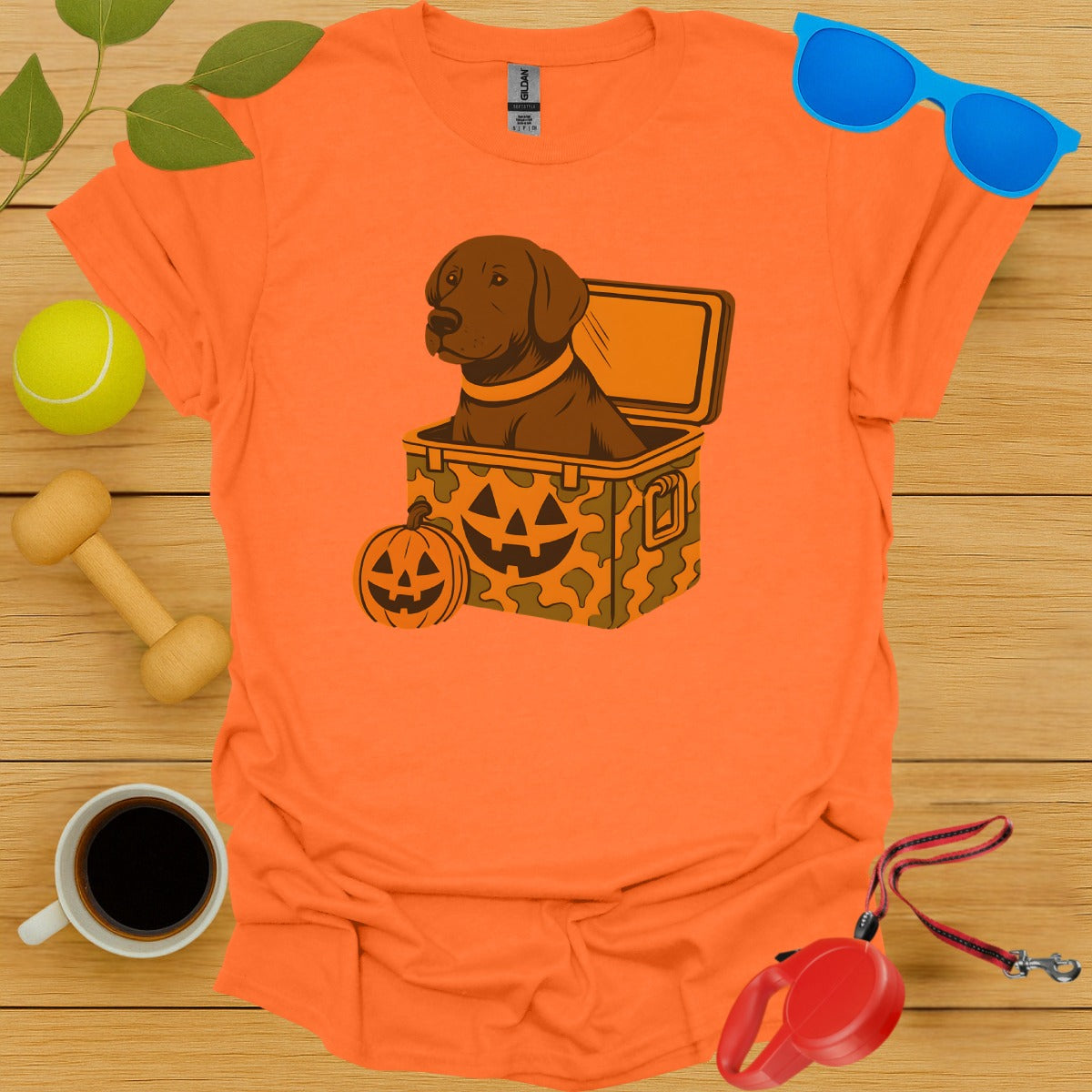 Halloween Dog Pumpkin Box Graphic Tee Shirt product type