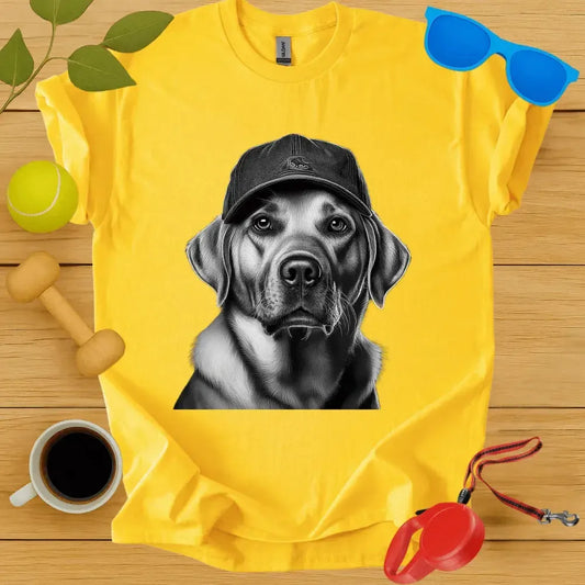 Labrador Retriever in a Cap Tee
