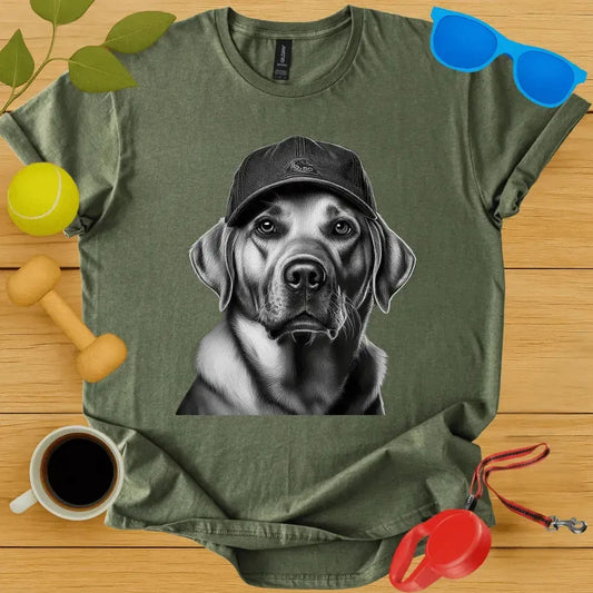 Labrador Retriever in a Cap Tee