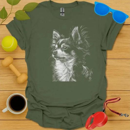 Long Haired Chihuahua Portrait Tee