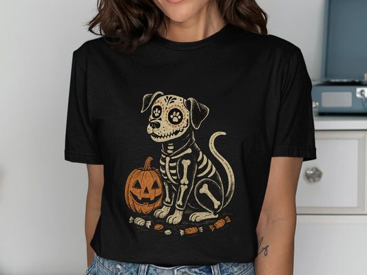 Cute Halloween Dog T-Shirt with Pumpkin Design product type