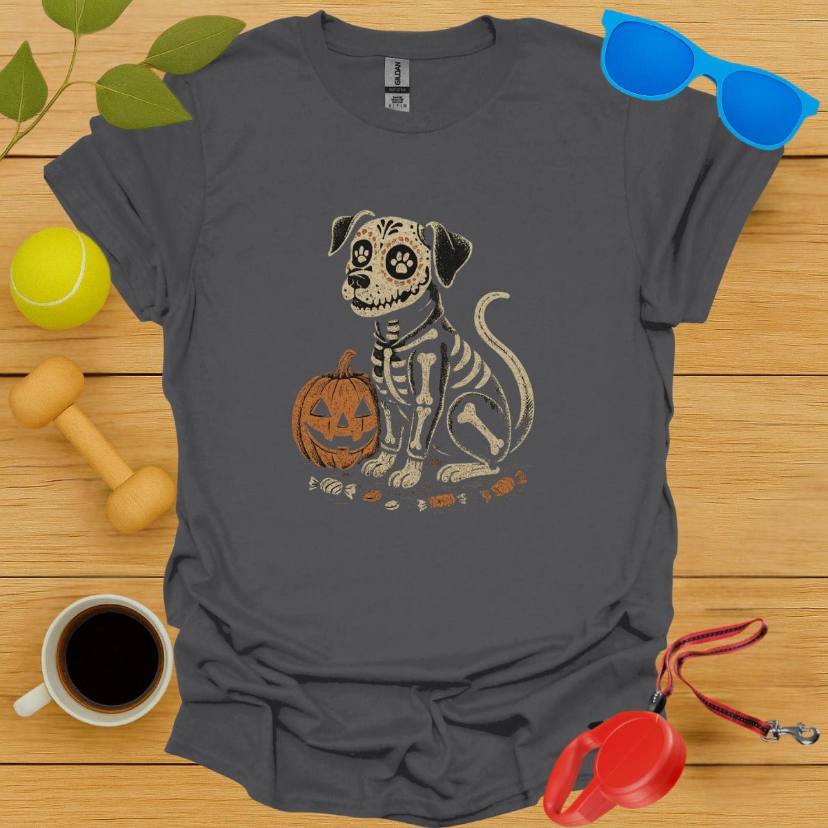 Halloween Dog and Pumpkin Print T-shirt product