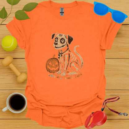 Dog with Pumpkin Graphic Halloween T-Shirt product type