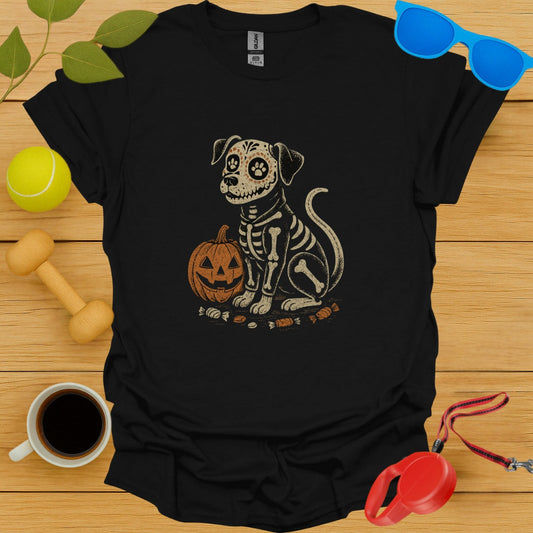 Cute Skeleton Dog with Pumpkin Halloween Tshirt product