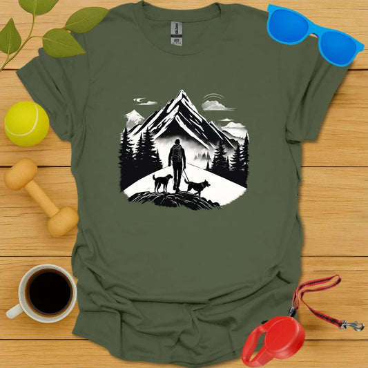 Misty Trail Pack | Hiking Dogs Graphic Tee - Military Green