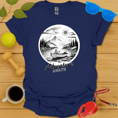 Adventure Awaits | Mountain Lake Dog Tee - Navy