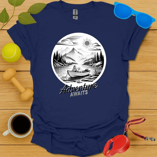 Adventure Awaits | Mountain Lake Dog Tee - Navy