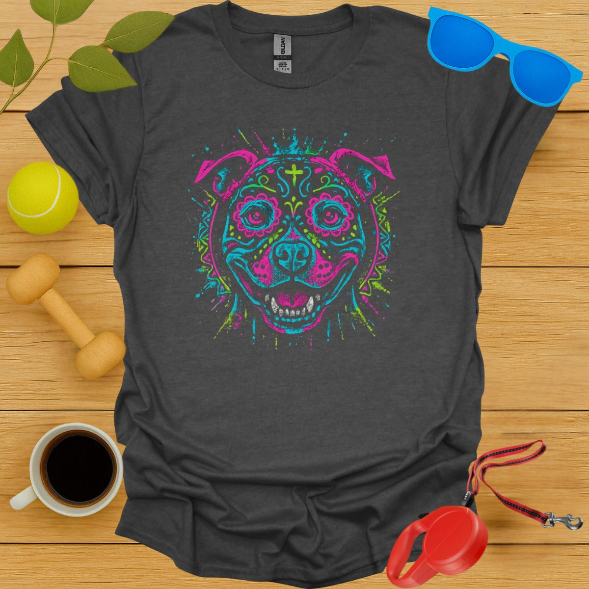Unique Colorful Neon Dog Print Graphic T-shirt product type
