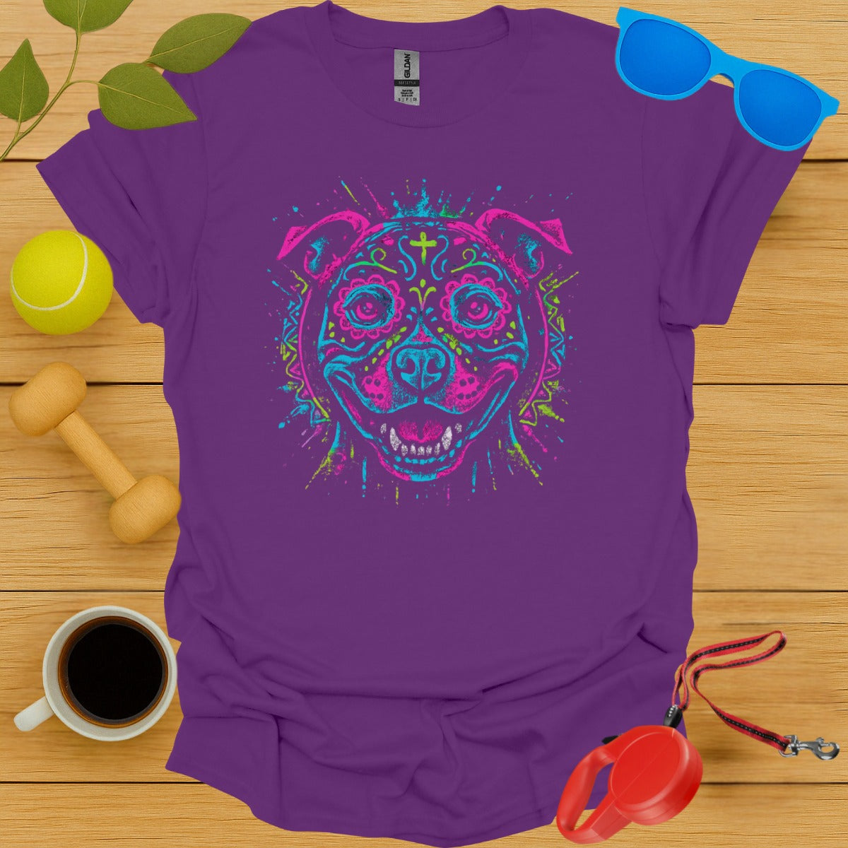 Colorful Dog Graphic T-shirt Perfect for Casual Wear product