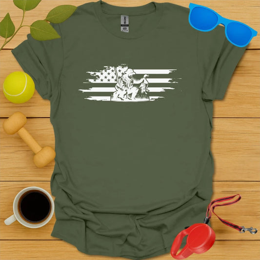 Patriotic Retriever | Hunting Dog & Flag Shirt