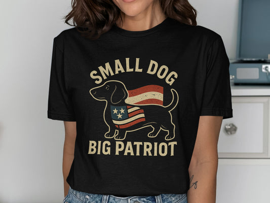 Patriotic Small Dog Big Patriot United States T-Shirt-Critter Lane