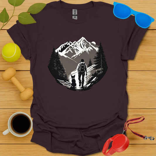 Paws on the Path | Hiking Graphic T-Shirt - Dark Chocolate