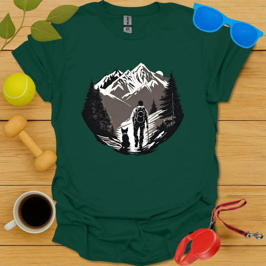 Paws on the Path | Hiking Graphic T-Shirt - Forest Green