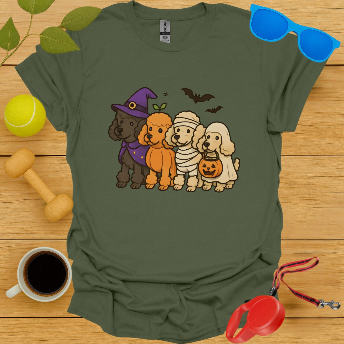 Halloween Dogs Graphic Olive Green T-Shirt product type