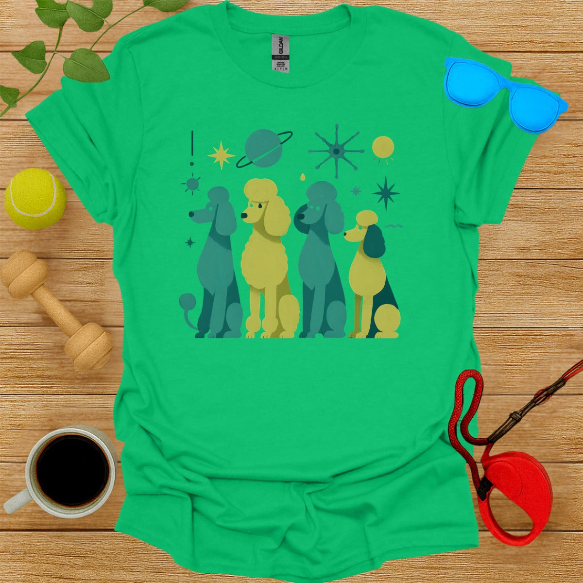 Poodle Dogs in Space Graphic Design T-Shirt