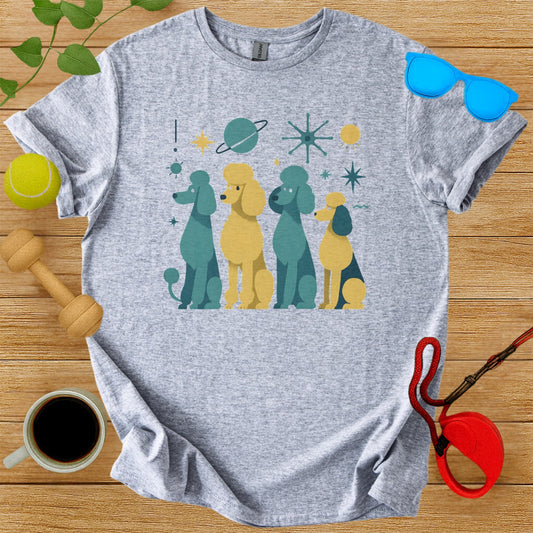Poodle Dog Space Adventure Graphic Print T-shirt
