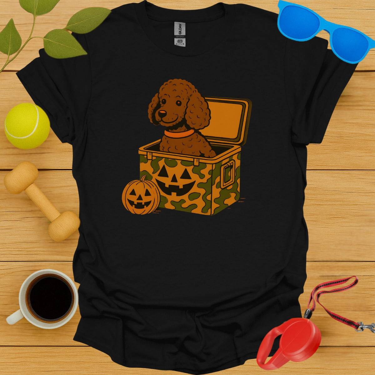 Halloween Poodle in Pumpkin Box Print T-Shirt product