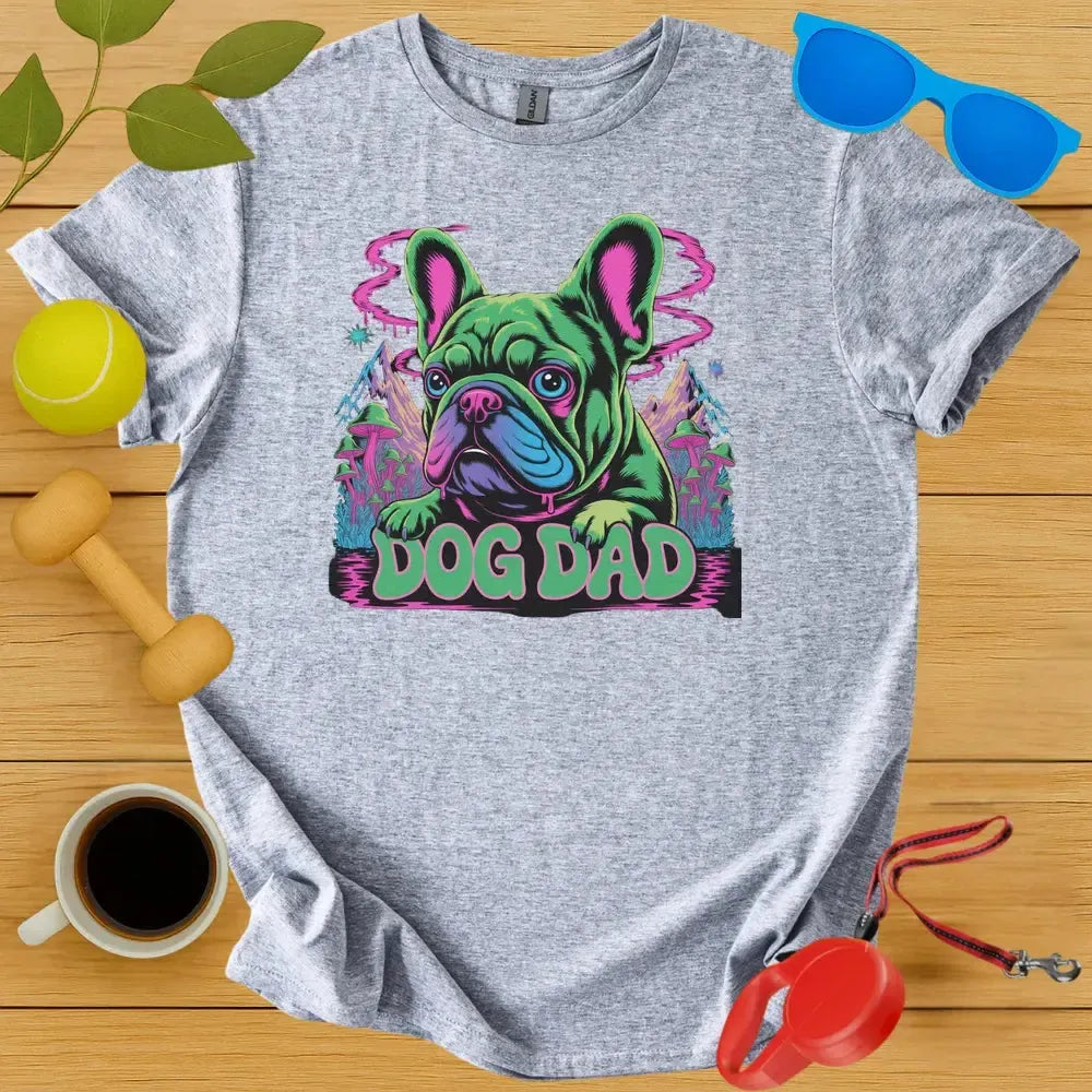 Psychedelic Frenchie Dog Dad Tee
