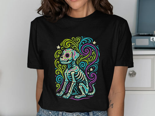 Vibrant Skeleton Dog Graphic Ladies T-shirt product
