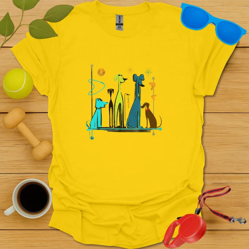 Retro Mid Century Modern Dogs Tee