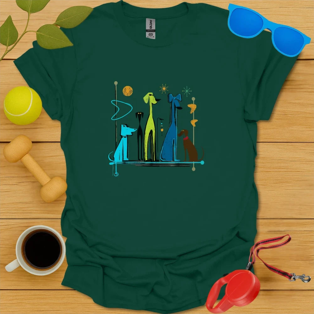 Retro Mid Century Modern Dogs Tee