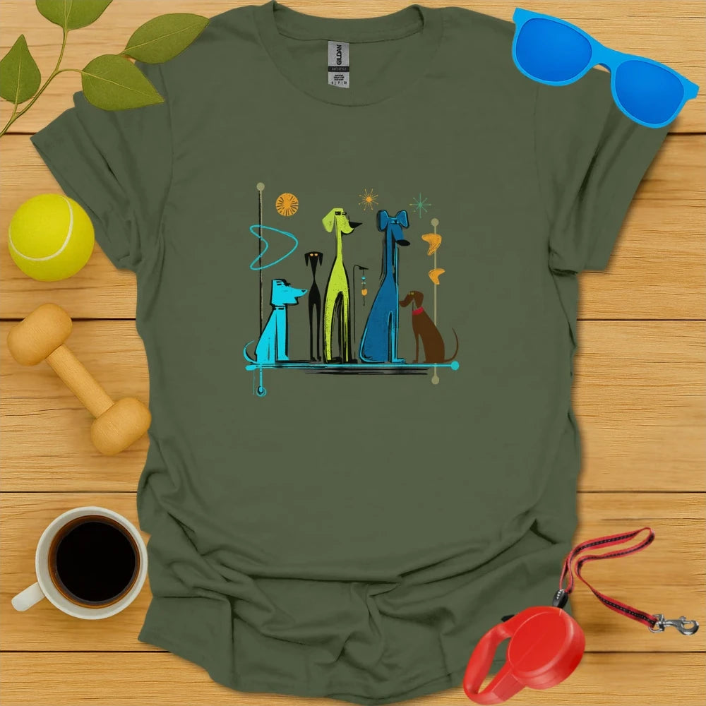 Retro Mid Century Modern Dogs Tee