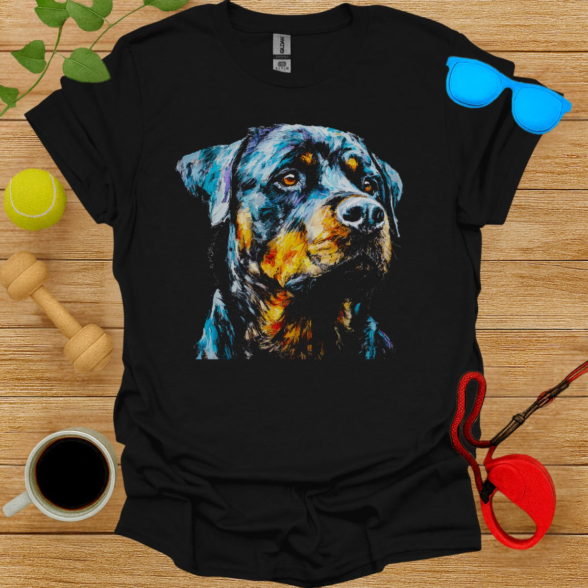 Colorful Rottweiler Dog Art Printed T-shirt