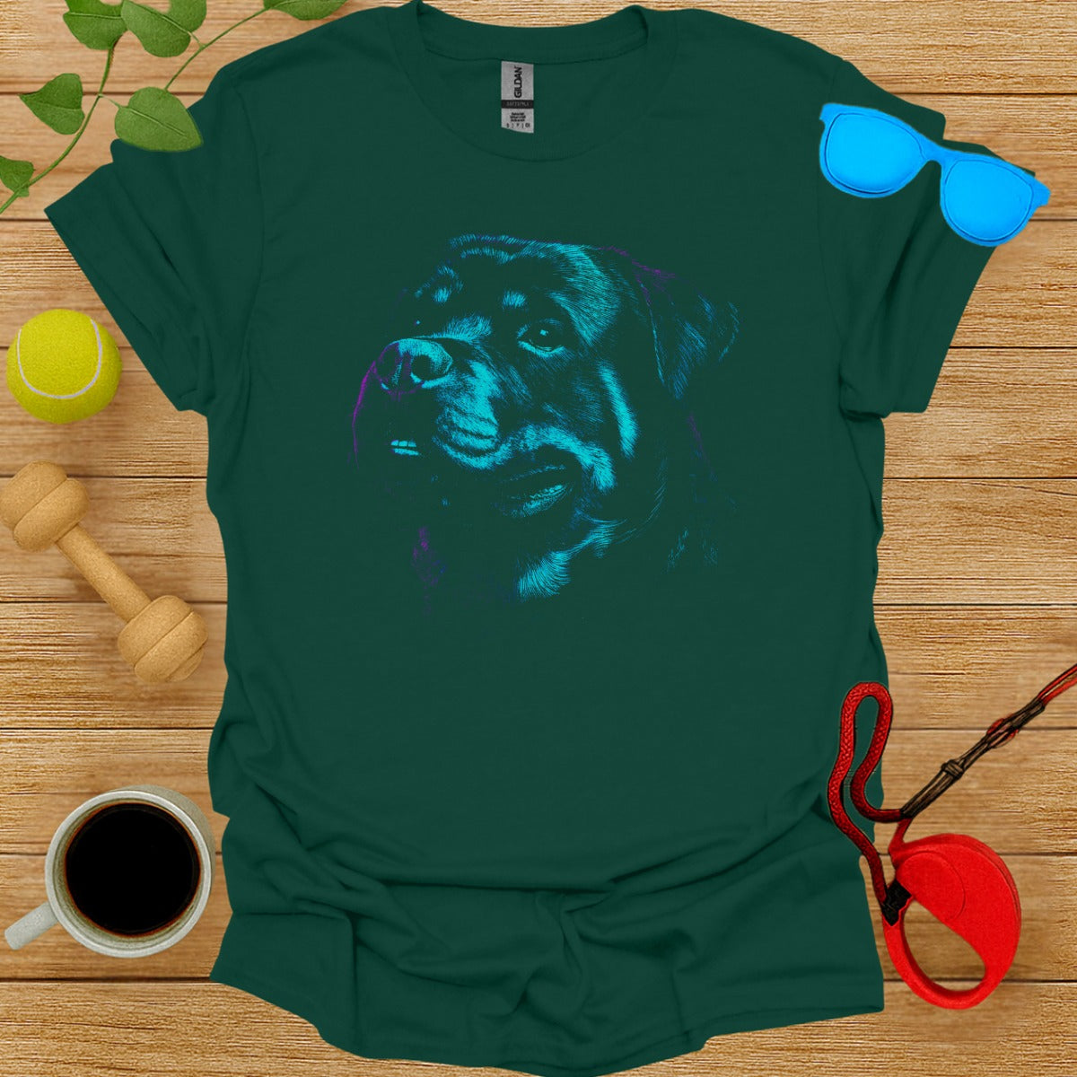 Vibrant Artistic Dog Print on Comfortable Tee