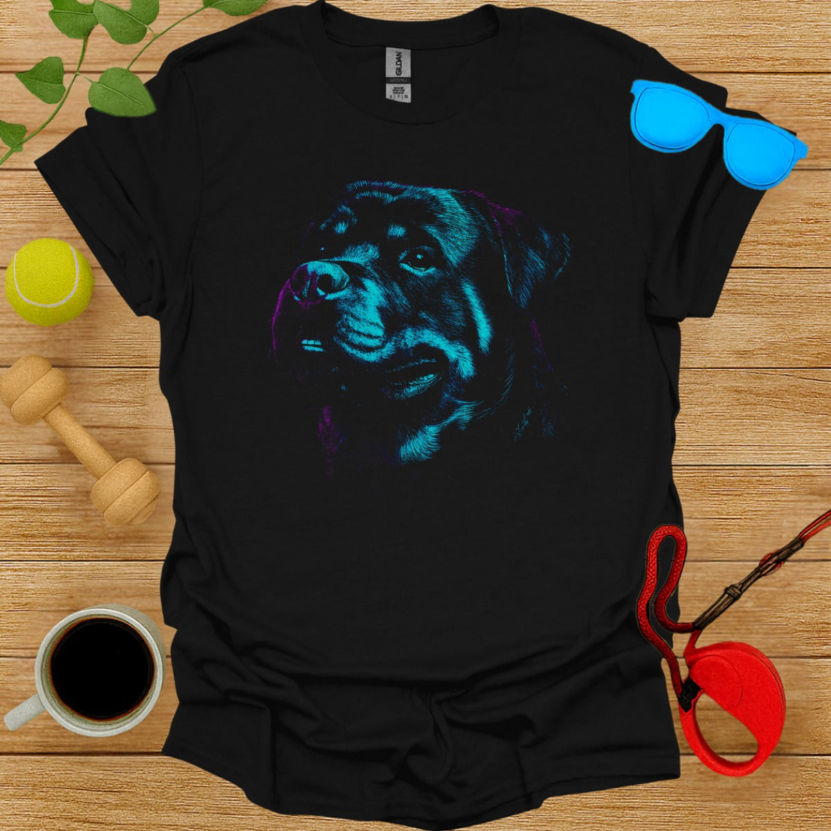 Illuminated Rottweiler Graphic Tee for Dog Lovers