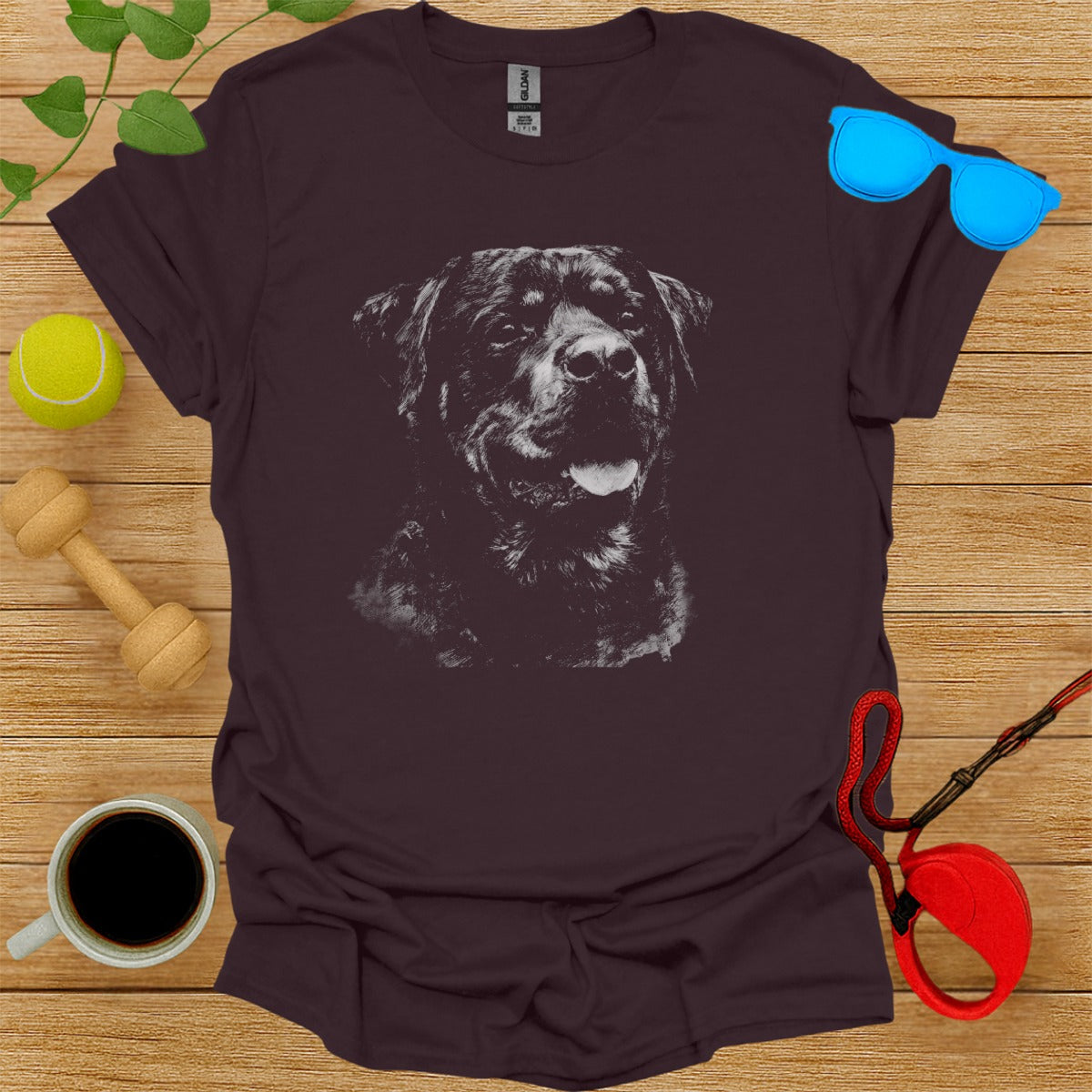 Rottweiler Face Print Casual Fashion T-Shirt
