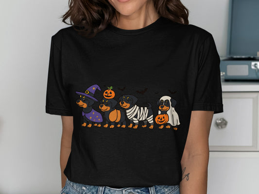 Halloween Dachshund Parade Graphic Tee Shirt product