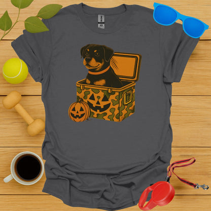 Halloween Rottweiler in Camo Box Graphic Shirt product type