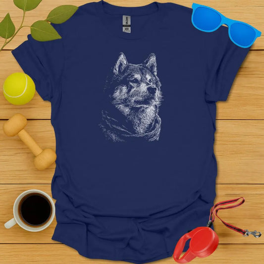 Shiba Inu Portrait Sketch T Shirt