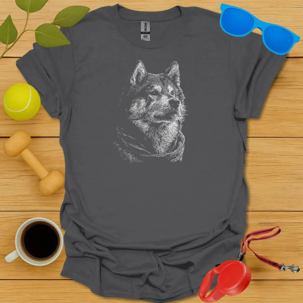 Shiba Inu Portrait Sketch T Shirt