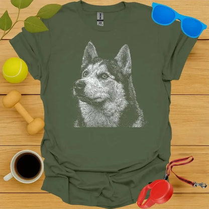 Siberian Husky Monochrome Portrait Tee