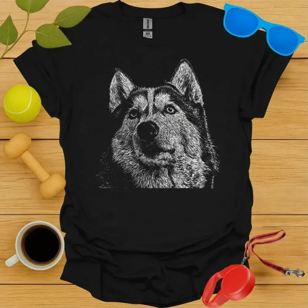 Siberian Husky Monochrome Portrait Tee