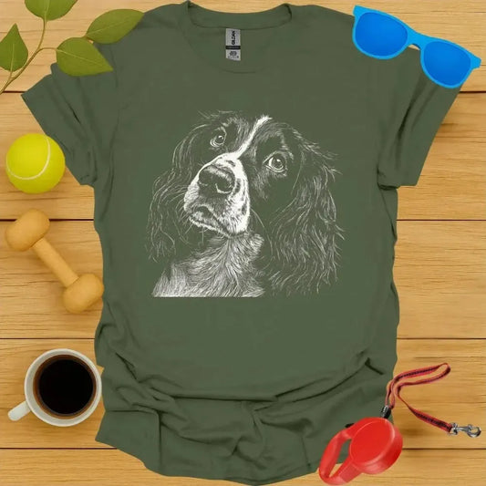 Springer Spaniel Monochrome Portrait Tee