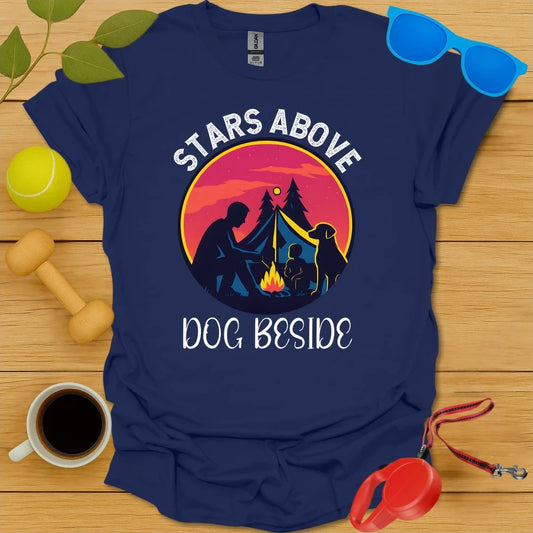 Stars Above, Dog Beside | Camping Dog Lover Shirt - Navy