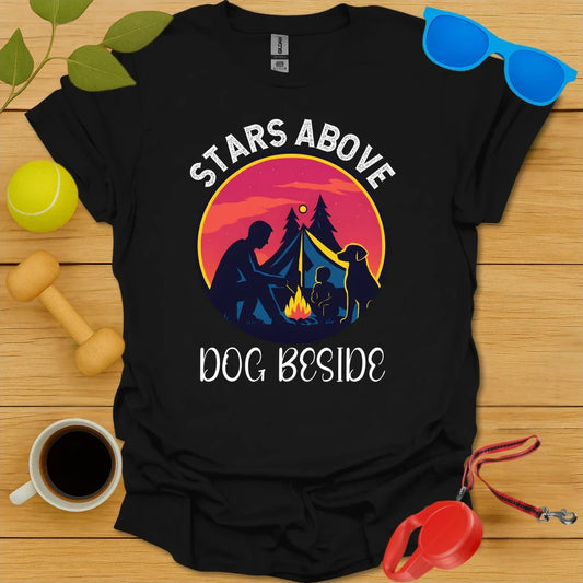 Stars Above, Dog Beside | Camping Dog Lover Shirt - Black