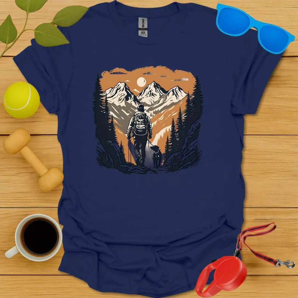 Sunset Trails | Hiking Adventure Dog Shirt - Navy