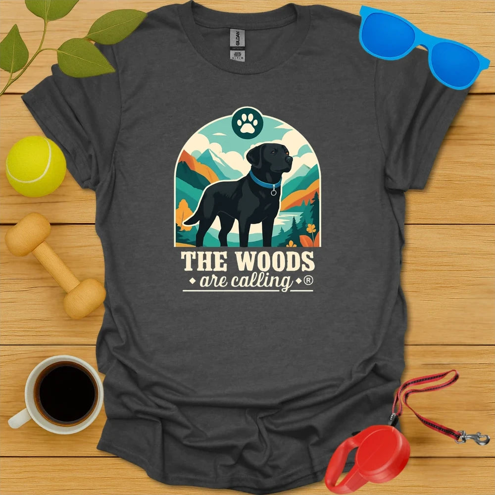 The Woods Are Calling | Labrador Adventure Hiking Tee - Dark Heather