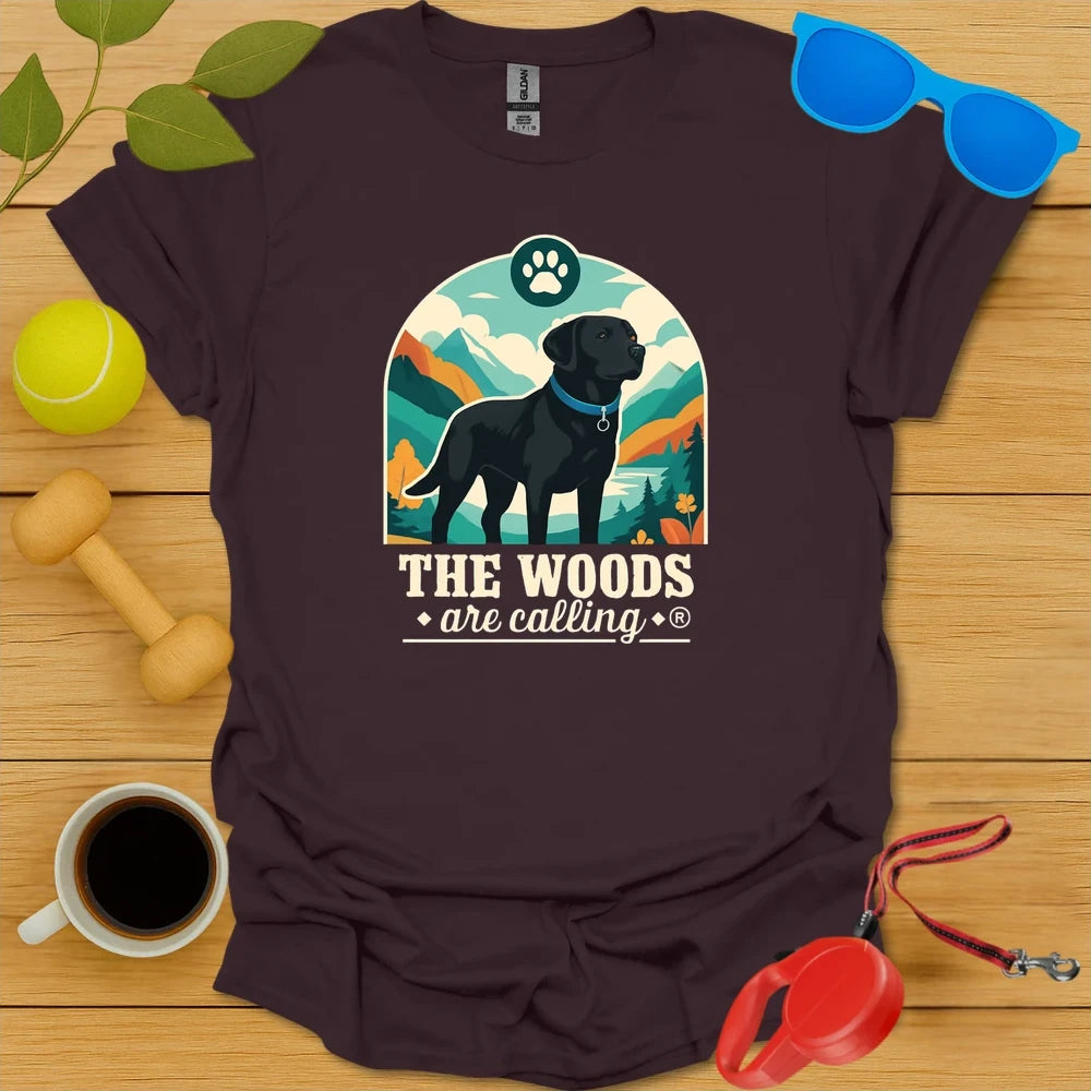 The Woods Are Calling | Labrador Adventure Hiking Tee - Dark Chocolate