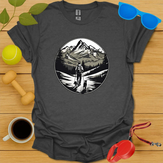 Two Paws, Four Boots | Mountain Hike Tee - Dark Heather