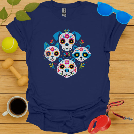 Colorful Sugar Skull Dogs Graphic Shirt product